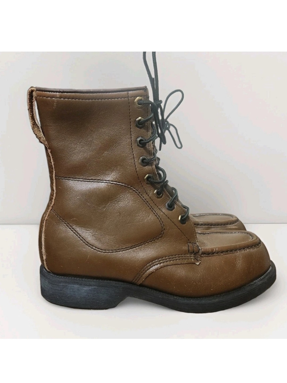 Vtg Iron Age Grabber 606 Steel Toe 7.5 EEE Extra Wide Leather Work Boots Union